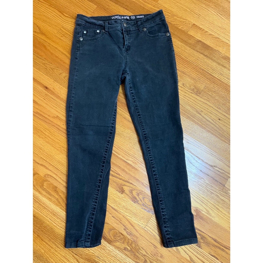 Y2K Rebel Soul  Skinny Jeans Faded Black Embellished Pockets  Size 10 Stretch